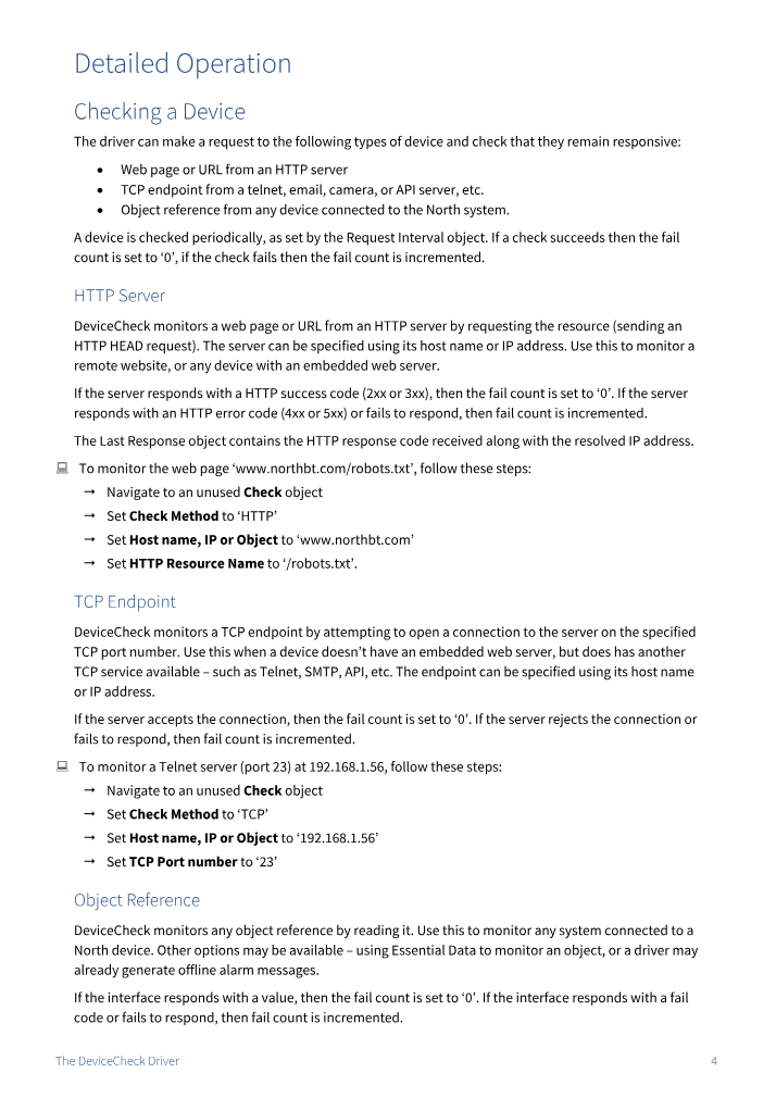 Preview thumbnail of page 4 of the DeviceCheck Driver Manual PDF document.